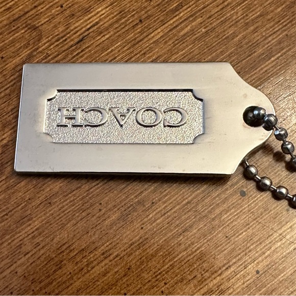 Coach Metallic Silver Purse Keychain, Dog tag - Picture 6 of 7